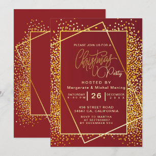 Golden glitter Sparkle Lights Christmas Eve Party  Invitation