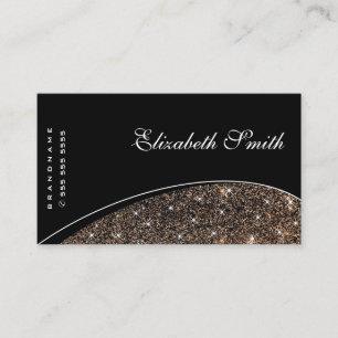 Golden Glitter Sparkle Ombre Stars Elegant Black Business Card