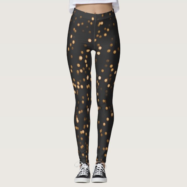 Golden Glitter Sparkles Leggings (Front)