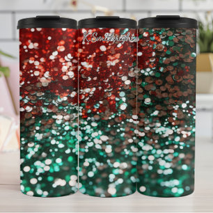 Golden Glitter Sparkling Christmas  Thermal Tumbler