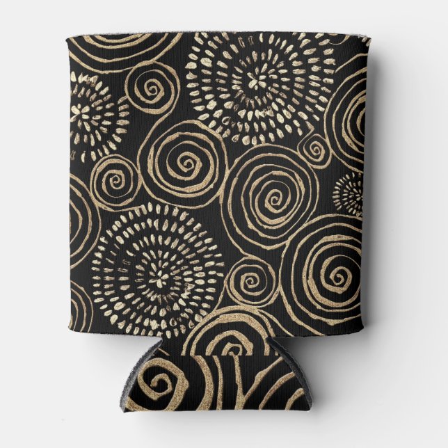 Golden glitter spirals, abstract, seamless texture can cooler (Front)
