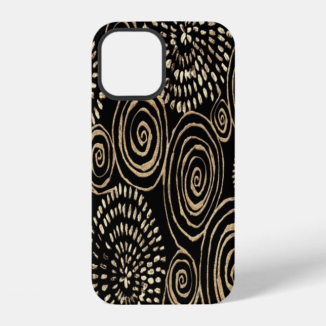 Golden glitter spirals, abstract, seamless texture iPhone case (Back)