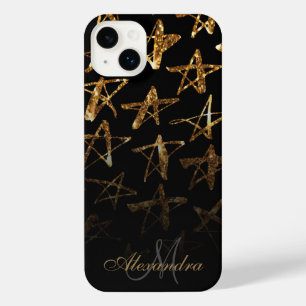 Golden Glitter Stars iPhone 14 Plus Case