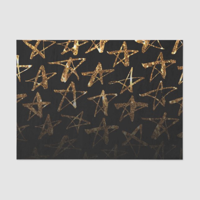 Golden Glitter Stars Tissue Paper (Front)