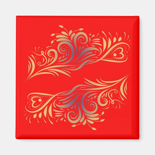 Golden glitter swirls doodle elements romantic flo magnet (Front)