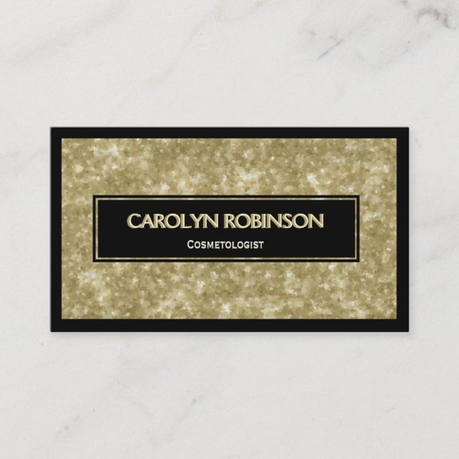 Golden Glitter with Black Label Business Card (Front)