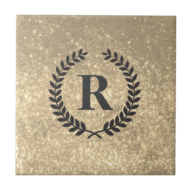 Golden Glitter With Monogram Tile (Front)