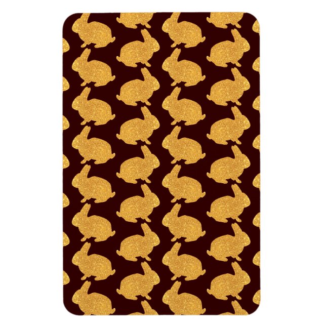 Golden Glittering Bunnies Magnet (Vertical)