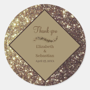 Golden glitters sparkling Thank you Classic Round Sticker