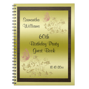 Golden Glitters & Sparkly Butterfly 60th Birthday Notebook