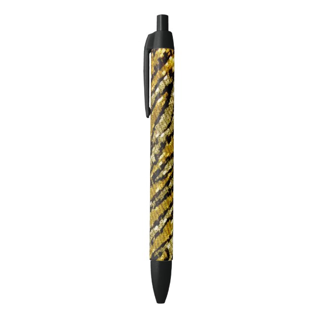 Golden Glitters Zebra Print Black Ink Pen (Top (Vertical))