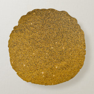 Golden glittery details round cushion
