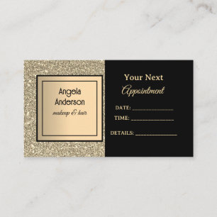 Golden Glittery Foil Glamourous Beauty Salon Appointment Card