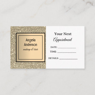Golden Glittery Foil Glamourous Beauty Salon Appointment Card