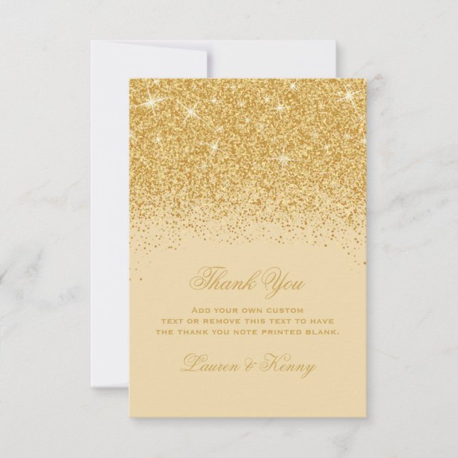 Golden Glitz Glitter Thank You Cards (Front)