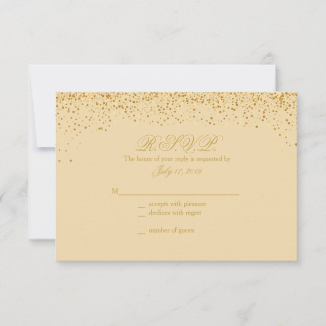 Golden Glitz Glitter Wedding Response Cards (Front)