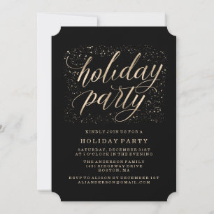 Golden Glitz   Holiday Party Invitation