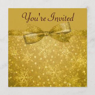 Golden Glitz & Shimmer Snowflakes Wedding Invitation