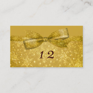 Golden Glitz & Shimmer Snowflakes Wedding Place Card