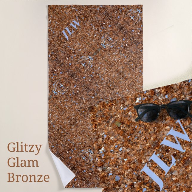 Golden Glitzy Glam Bronze Beach Towel (Creator Uploaded)
