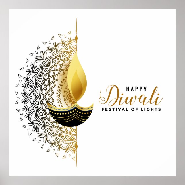 Golden Glow: A Diwali Blessing Poster (Front)