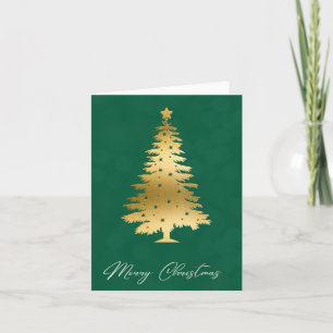 Golden Glow Christmas Tree Bokeh Holiday Card