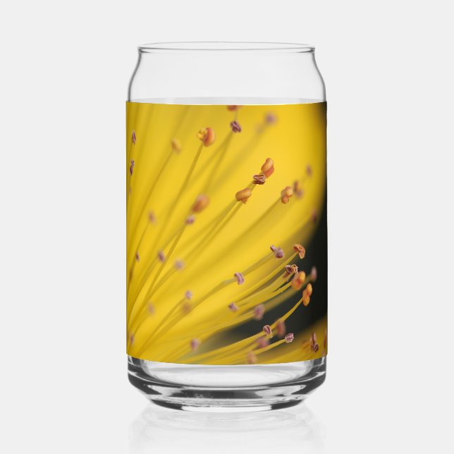 Golden Glow: Close-Up of a Yellow Flower Can Glass (Front)