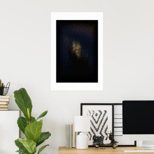 Golden Glow Dark Moody Abstract Art Poster