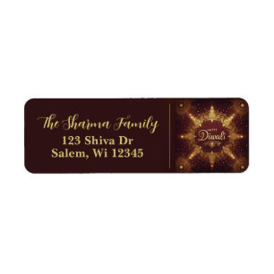 Golden Glow Diwali Address Label 