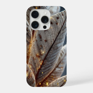 Golden Glow Feather & Leaf Texture iPhone 15 Pro Case