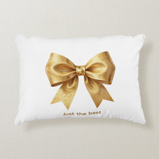 Golden Glow Festive Bow Decorative Cushion (Front)
