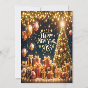 Golden Glow New Year 2025 Greeting Card