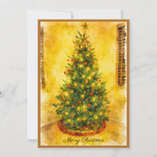 Golden Glow of Christmas Eve Holiday Card
