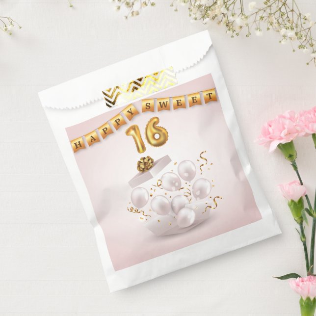 Golden Glow  Sweet 16 Balloons  Favour Bags (Sealed)