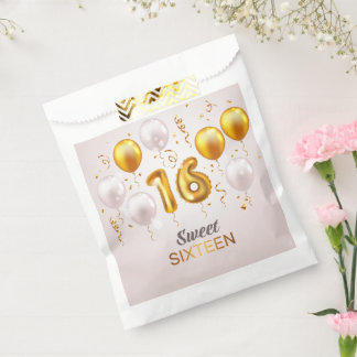 Golden Glow Sweet 16 Balloons  Favour Bags