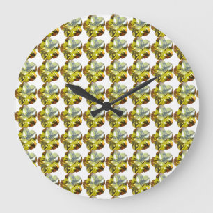 Golden Glow – Yellow Gemstone Flower Design Large Clock