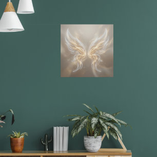 Golden Glowing Angel Wings Art Print Spiritual W
