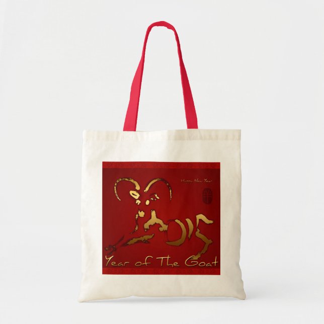 Golden Goat Chinese Vietnamese Lunar New Year BTB Tote Bag (Front)