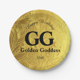 Golden Goddess Celebrate Happy 50th Birthday Party Paper Plate