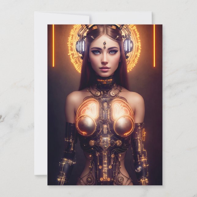 Golden Goddess Cyborg Invitation (Front)