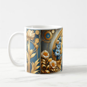 Golden Goddess in Art Nouveau Bloom Coffee Mug