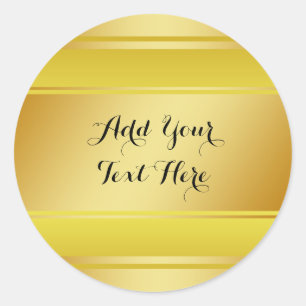 Golden Gold Foil Faux Glitter Customise Classic Round Sticker