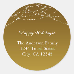 Golden Gold Glitter Holiday Wedding Address Labels