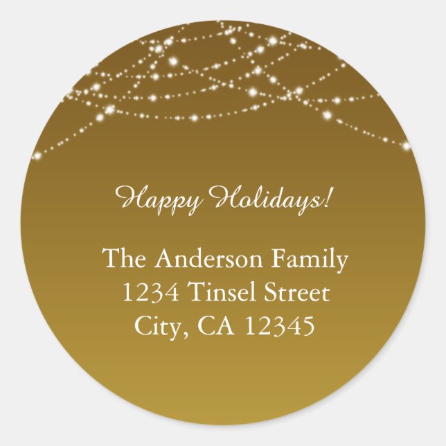 Golden Gold Glitter Holiday Wedding Address Labels (Front)