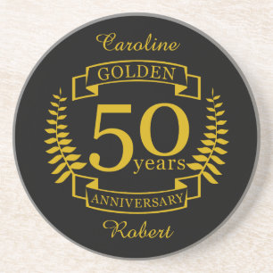 GOLDEN Golden 50 Years Wedding Anniversary 50 all Coaster