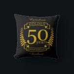 GOLDEN Golden 50 Years Wedding Anniversary 50 all Cushion<br><div class="desc">A design for him or her, husband and wife to help celebrate your fiftieth wedding anniversary. This design is gold and has the text gold at the top as golden the traditional gift for a 50th wedding anniversary in the USA.. If you would like help customising this design please feel...</div>