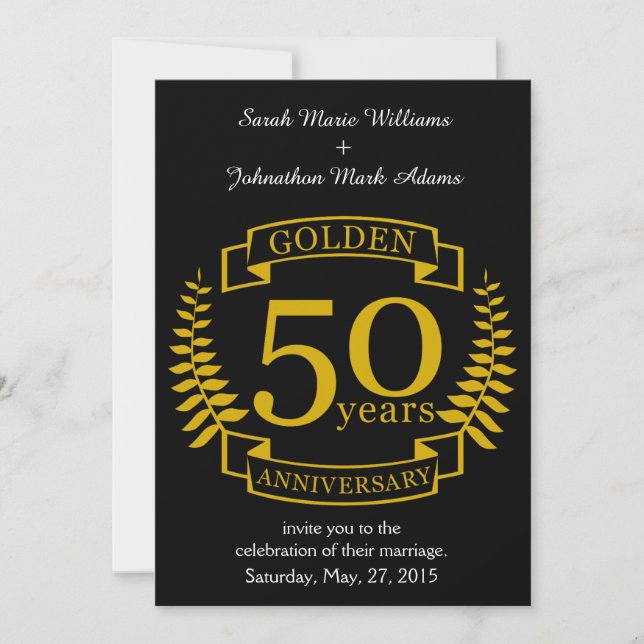 GOLDEN Golden 50 Years Wedding Anniversary 50 all Invitation (Front)