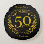 GOLDEN Golden 50 Years Wedding Anniversary 50 all Round Cushion<br><div class="desc">A design for him or her, husband and wife to help celebrate your fiftieth wedding anniversary. This design is gold and has the text gold at the top as golden the traditional gift for a 50th wedding anniversary in the USA.. If you would like help customising this design please feel...</div>