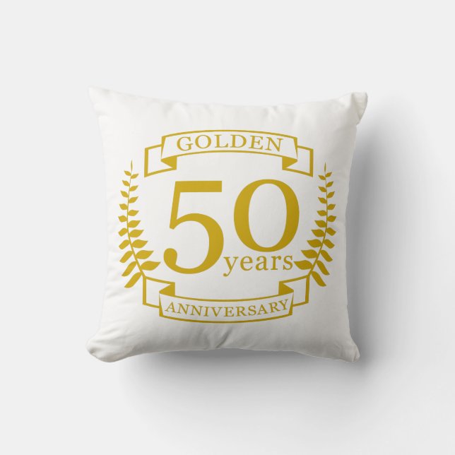 GOLDEN Golden 50 Years Wedding Anniversary 50 Cushion (Front)