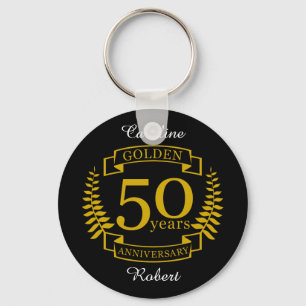 GOLDEN Golden 50 Years Wedding Anniversary 50 Key Ring